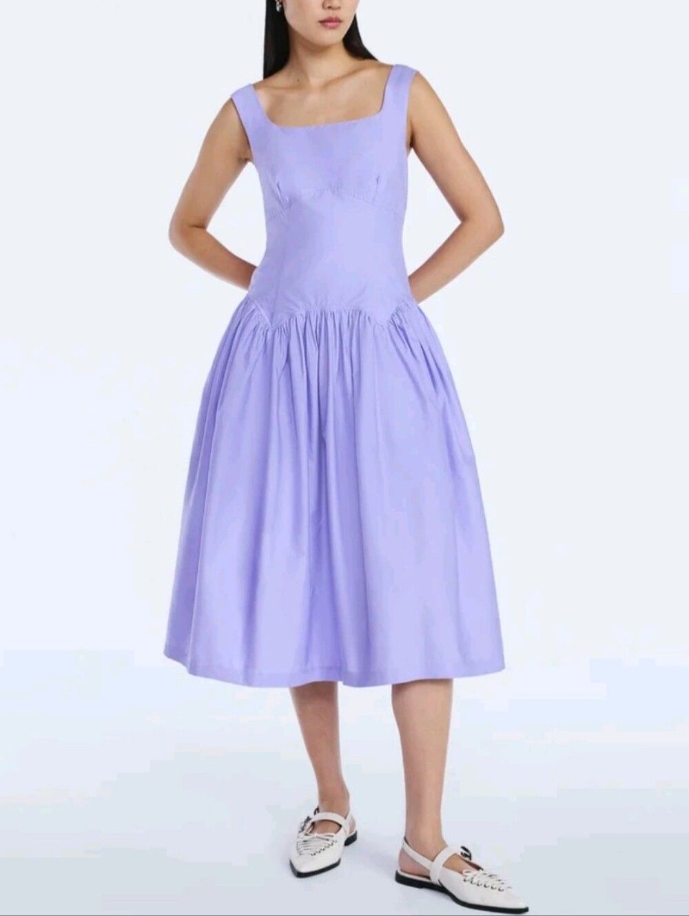 Scoop Women’s Size XS (0-2) Cotton Maxi Dress with Bow Back Light Grape
